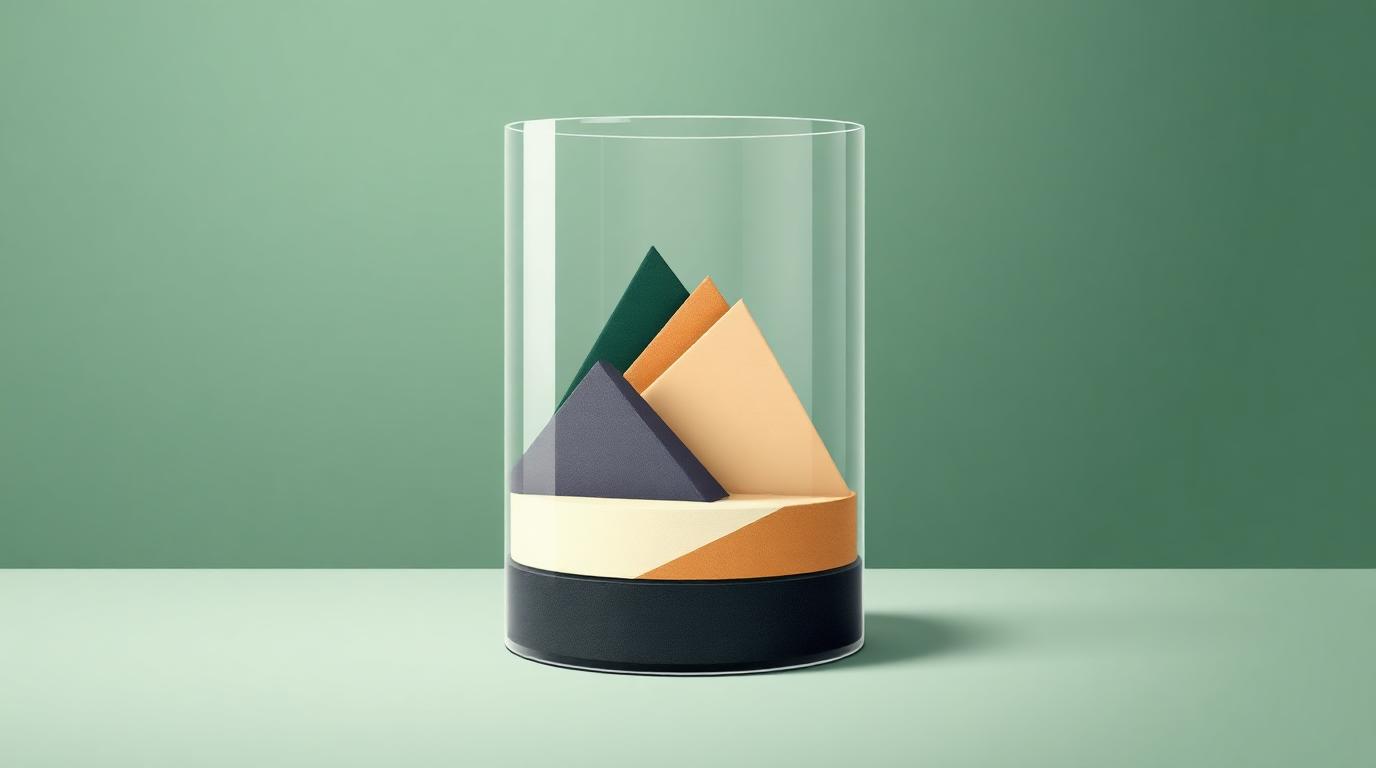 A glass wrapper holding layered shapes, illustrating ISA eligibility for alternative investments