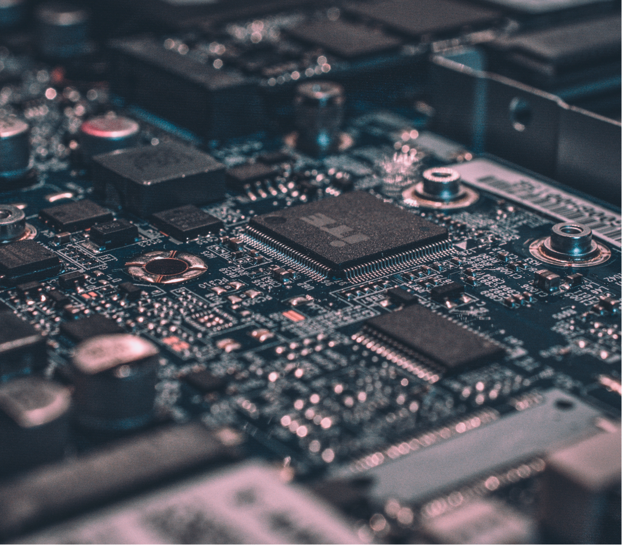 Close-up of a circuit board representing technology innovation
